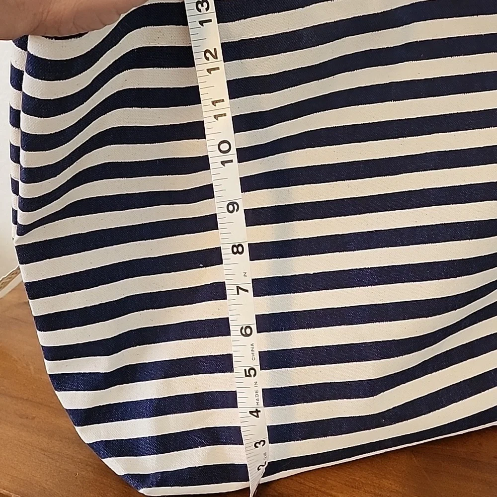 Nautical Striped Blue & Cream Doubble Handles Women's Tote Bag NWT